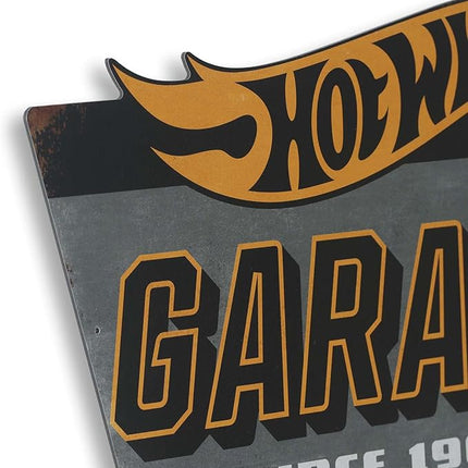 Mattel Hot Wheels Garage Metal Sign - Vintage Hot Wheels Sign for Garage, Bedroom or Man Cave