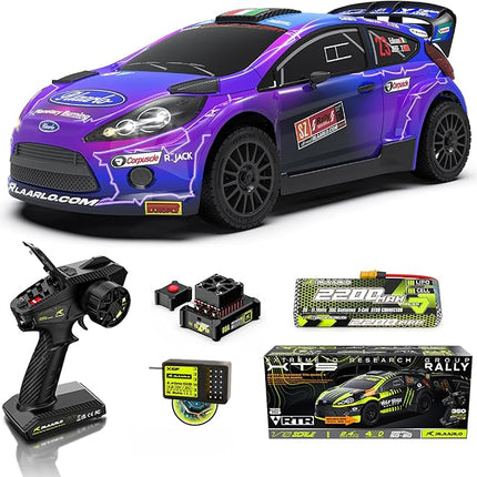 CROBOLL RLAARLO 1/10 Brushless Carbon Fiber RC Drift Cars for Adults with Gyro, Max 50 mph Fast RC Rally Car, 2.4Ghz All Terrain Remote Control Car 4x4 Hobby RTR RC Truck（Purple）