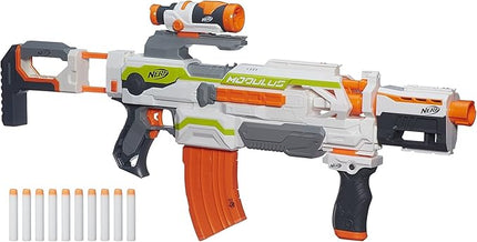 NERF Modulus ECS Motorized Blaster, Removable Scope, Drop Grip, Barrel, Stock, 10-Dart Clip (Amazon Exclusive)