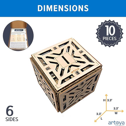 3D Wooden Puzzles for Teens & Adults – Smart Brain Teaser Puzzles, Wood Models, Creative & Educational Fun, Sustainable Materials, Ages 14 and Up Hexahedron D6