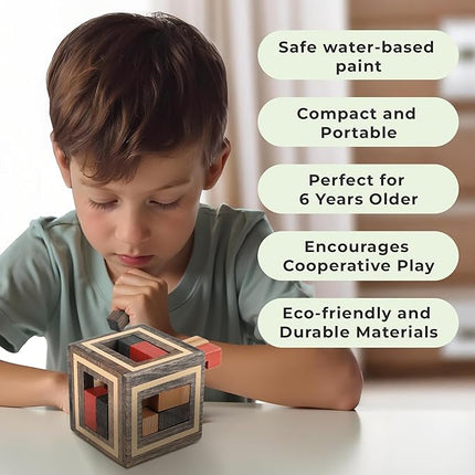 Sharp Brain Zone Wooden Puzzle Box – 3D Wooden Brain Teaser Puzzle with Secret Compartments | Handcrafted Natural Wood, STEM Educational Logic Game & Unique Gift for Puzzle Lovers