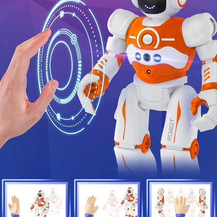 Robot Toys for Kids,Programmable Remote Control Smart Walking Dancing Robot Toy with Gesture & Sensing for Age 4 5 6 7 8 9 10 Year Old Boys for Birthday Present,Orange