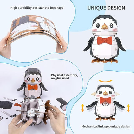 3D Puzzles for Kids Ages 8-13 – Eco-Friendly DIY Educational Toy for Boys and Girls,Creative Brain-Teaser Puzzles,Penguin Rompecabezas 3D, Ideal Birthday