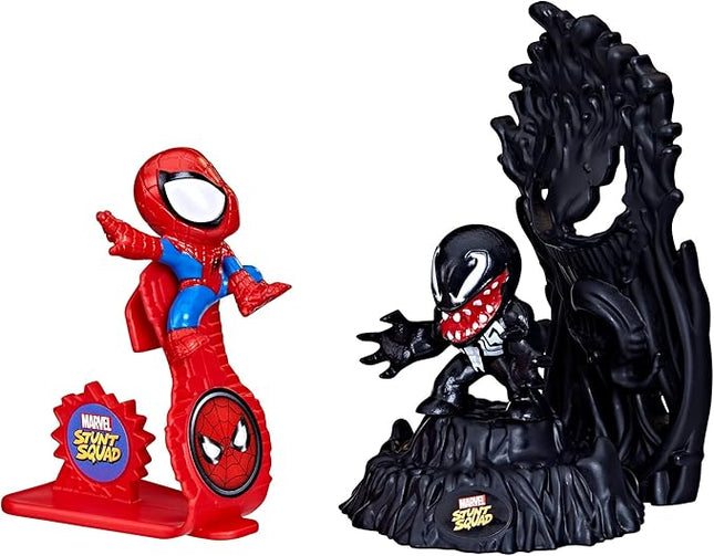 Marvel Stunt Squad Spider-Man vs. Venom Playset, 1.5-Inch Super Hero Action Figures, Marvel Toys for Kids Ages 4 and Up