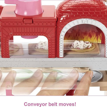 Barbie Careers Playset, Blonde Pizza Chef Doll with Toy Oven & Counter with Sliding Conveyer Belt, Molds, 3 Dough Colors & Accessories
