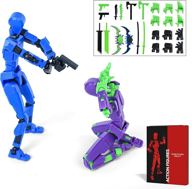 Action Figure Set, Model 13 Action Figure Multi-Jointed Movable,Gift Box Packaging, a Great for Loved Ones and Friends. (Blue + Purple)