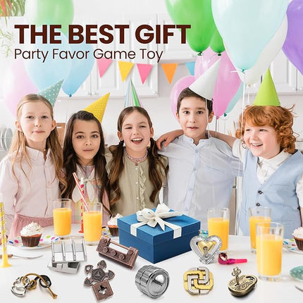 Wettarn 9 Pcs Metal Brain Teaser Puzzles Teaser 3D Steel Puzzle for Adults Unlock Interlocking Games IQ Education Smart Logic Test Toys for Adults Mind Challenge(Novelty Style)