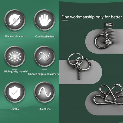 Metal Brain Teaser Puzzles, Set of 32 with Pouch, Steel IQ Games Physics Mind Metal Puzzles for Adults, Basket Stocking Stuffers for Boys Girls Adults Challenge Gifts