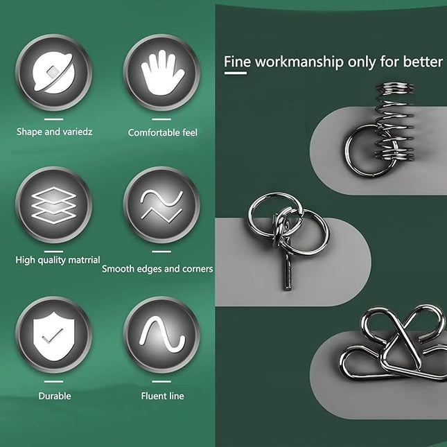 Metal Brain Teaser Puzzles, Set of 32 with Pouch, Steel IQ Games Physics Mind Metal Puzzles for Adults, Basket Stocking Stuffers for Boys Girls Adults Challenge Gifts