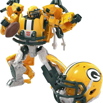 Transformers NFL Green Bay Packers Tundra Prime 5.5-Inch Action Figure Changes from Robot to Helmet, Football Toys for Ages 8+