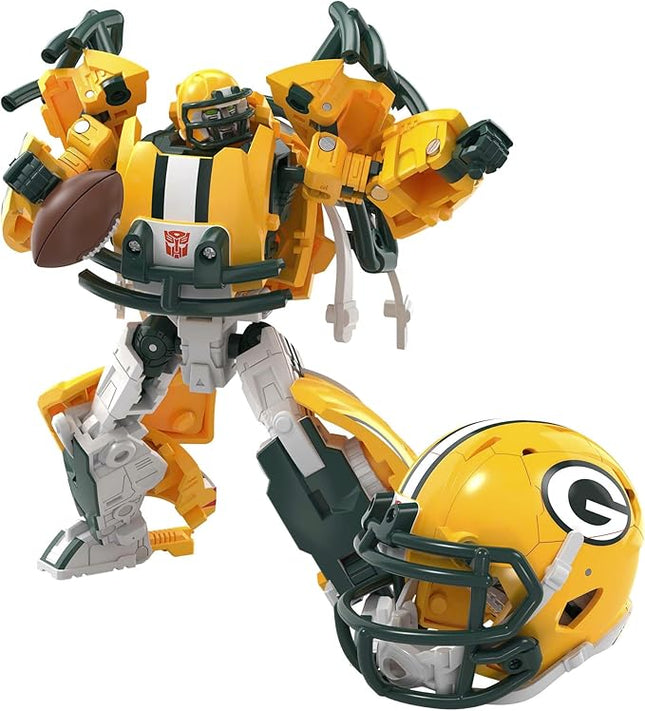 Transformers NFL Green Bay Packers Tundra Prime 5.5-Inch Action Figure Changes from Robot to Helmet, Football Toys for Ages 8+