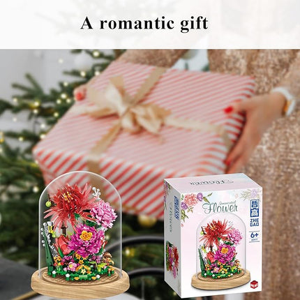 Flower Bouquet Building Kit Flowers Botanical Collection DIY Plants Bonsai Tree Friends Sets Adult Building Blocks Set Christmas New Year Birthday Gift for Girls Mom Women Girlfriend(Roses)
