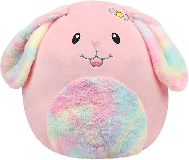 20-Inch Bunny Large Rabbit Plush Pillow with Rainbow Belly Soft Jumbo Bunny Plush Toy Giant Cute Hugging Stuffed Animal Birthday Christmas Easter Gifts for Kids Adults