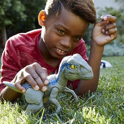 Mattel Jurassic World Primal Pal Blue with Spring-activated Action, Sound Effects Plus Neck, Shoulder, Tail and Feet Articulation for Added Play Movement