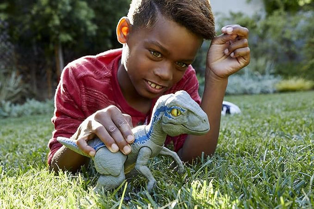Mattel Jurassic World Primal Pal Blue with Spring-activated Action, Sound Effects Plus Neck, Shoulder, Tail and Feet Articulation for Added Play Movement