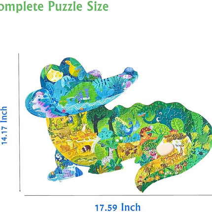 Puzzles for Kids Ages 8-10,4-8,154 Piece Kid Puzzles Crocodile Animal Shape Cool Jigsaw Puzzles Preschool Learning Educational Toys Gift for Kids Ages 6 7 8 12 and Up