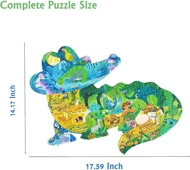 Puzzles for Kids Ages 8-10,4-8,154 Piece Kid Puzzles Crocodile Animal Shape Cool Jigsaw Puzzles Preschool Learning Educational Toys Gift for Kids Ages 6 7 8 12 and Up