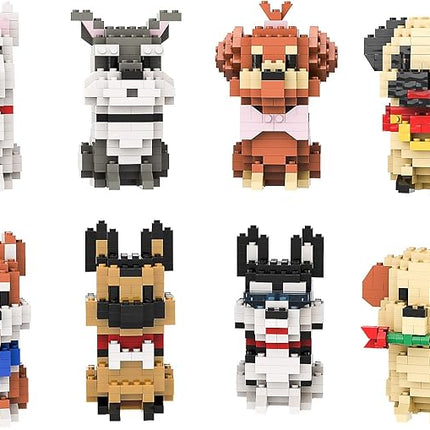 SEMKY Micro Mini Blocks Dog Series Pets Dog 8 in 1 Animal Model Set,(1616Pieces) -Building and Pet Toys Gifts for Kid and Adult