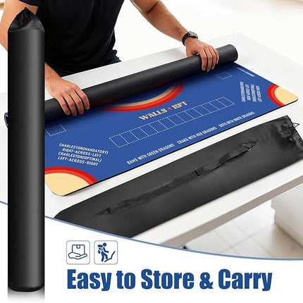 Mahjong Mat with 6 Dice & Carry Bag, 31.5x31.5 Inch Non-Slip Noise Reduction Gaming Table Cover, Odorless Neoprene Mat for Mahjong, Poker, Card, Board & Tile Games