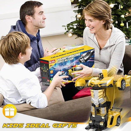 Transform Remote Control Car - Rc Cars, One-Button Transforming, 360° Rotation Drifting, 2.4ghz 1:18 Scale, Gift Kids Aged 4-6 Year Old Boys/Girls, Police Car Yellow