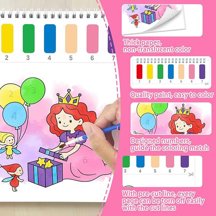 Paint with Water Coloring Books for Toddlers,Princess and Party Theme Mess Free Watercolor Painting Papers for Kids Water Color Paint Kit Art Craft Birthday Gift for Ages 1-3, 4-8
