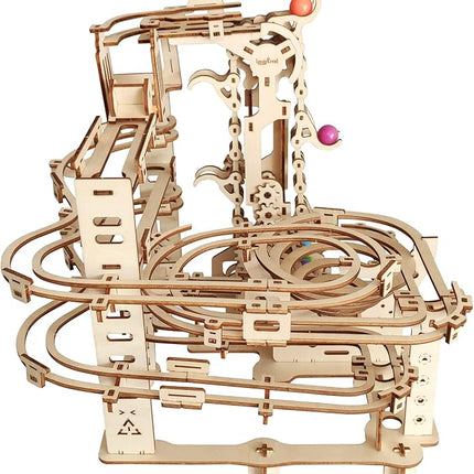 Wooden Marble Run 3D Puzzle - Wood Crafts Mechanical Marble Run Assembly Building Model Kits - Wooden Puzzle DIY Brain Teaser Puzzles - Christmas Birthday Gifts for Adults & Teens