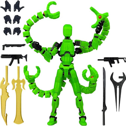 Already Assembled T13 Action Figure Accessories, T13 Multi-Jointed Movable,for Collectors Desktop Decorations t-13 Movability 3D Printed Toys (Luminous Green, 5.5 Inch)