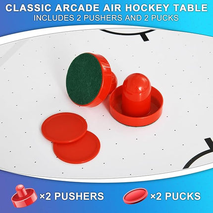 Air Hockey Table, Indoor Powered Air Hockey Game Table w/2 Pucks, 2 Pushers, Stronger Motor & Digital LED Scoreboard for Adults and Kids, Home Game Room, Easy Setup