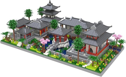 Architecture Chinese Style of Suzhou Garden,Set 2 Center of Courtyard,Micro Block,Classical Famous Building Block Set,Asian Cultures,3888 PCS for Adults and Teens