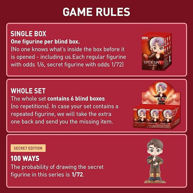 POP MART Jackson Wang Magic Man Series Figures, Blind Box Figures, Random Design Action Figures Collectible Toys Home Decorations, Holiday Birthday Gifts for Girls and Boys, Single Box