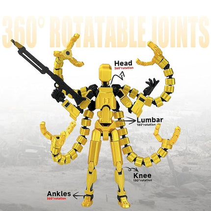 Already Assembled T13 Action Figure Accessories,T13 Multi-Jointed Movable,for Collectors Desktop Decorations t-13 Movability 3D Printed Toys (Yellow, 5.5inch)