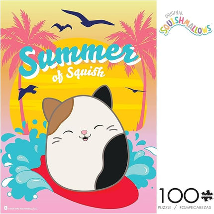 Buffalo Games - Squishmallow - Squishmallow Summer - 100 Piece Jigsaw Puzzle for Families -Challenging Puzzle Perfect for Game Nights - Finished Size is 15.00 x 11.00
