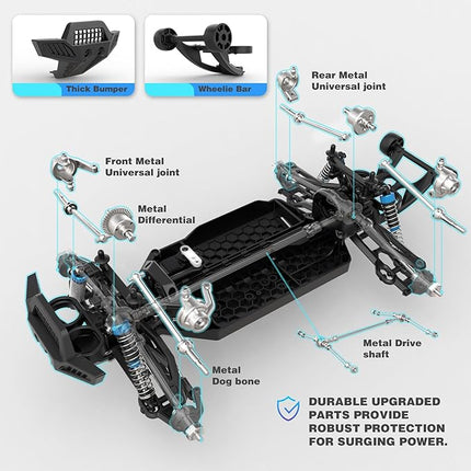 Hosim 1/10 RC Cars for Adults 62+KMH, Brushless Remote Control Car Fast, 2S Bettery RC Monster Trucks 4X4 Waterproof Off Road