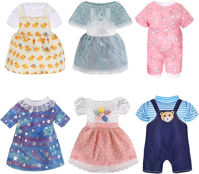 Alive Girl Doll Clothes - 12 Inch Dolls Clothes, 6 Different Dress Set Includes 4 Baby Dolls Dress 2 Jumpsuit, Princess Costume Dresses Decorative Accessories Fits All 12 inches Girls Doll, Girl Gift