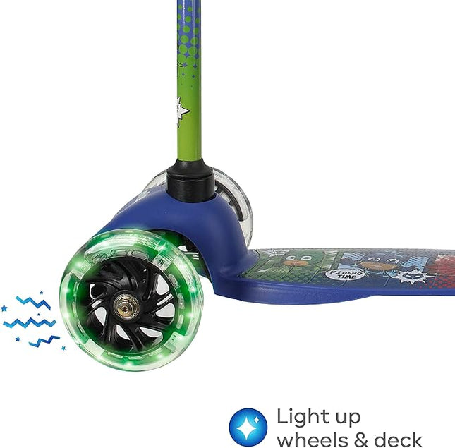 Voyager - Self Balancing Kick Scooter with Light Up Wheels, Extra Wide Deck, 3 Wheel Platform, Foot Activated Brake, 75 lbs Limit, Kids & Toddlers Girls or Boys, for Ages 3 and Up