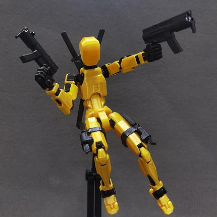 T13 Action Figure with Lots of Accessories,3D Printed Multi-Jointed Titan13 Figure,Gold Dummy 13 Desktop Decorative Toy