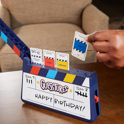 Hasbro Gaming Guesstures Game, Charades Games for 4 or More Players, Includes Customizable Cards and Clapper, Family Party Game for Ages 8 and Up