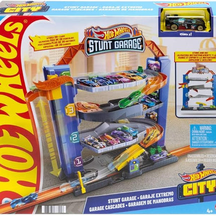 Hot Wheels City Stunt Garage Play Set Gift Idea for Ages 3 to 8 Years Elevator to Upper Levels Connects to Other Sets