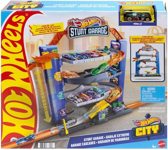 Hot Wheels City Stunt Garage Play Set Gift Idea for Ages 3 to 8 Years Elevator to Upper Levels Connects to Other Sets