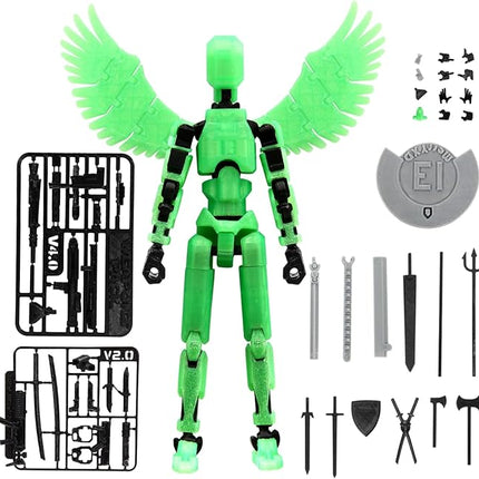 MerryXD T13 3D Action Figure,Assembly Completed Dummy Nova Titan Lucky 13 Action Figure 3D Printed Multi-Jointed Movable Toy Grow in The Dark Green