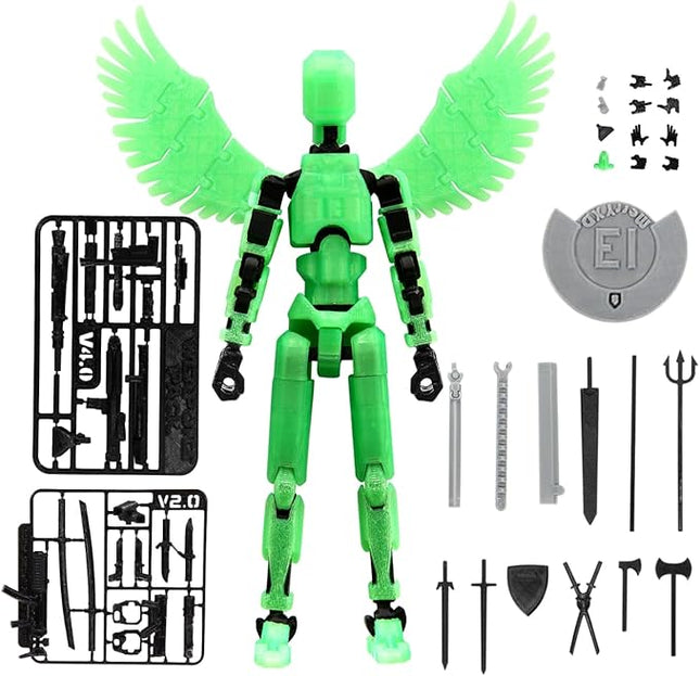 MerryXD T13 3D Action Figure,Assembly Completed Dummy Nova Titan Lucky 13 Action Figure 3D Printed Multi-Jointed Movable Toy Grow in The Dark Green