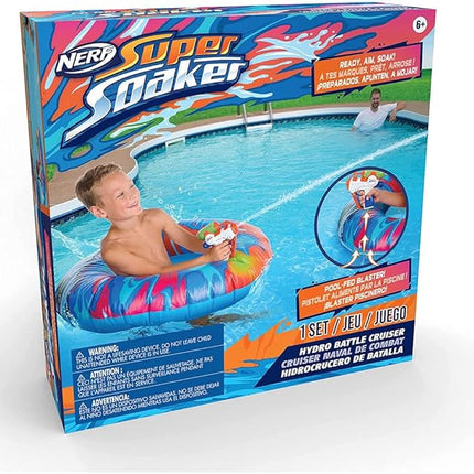 NERF Super Soaker Hydro Battle Ride-On Cruiser – Inflatable Pool Float with Pool-Fed Mega Water Blaster