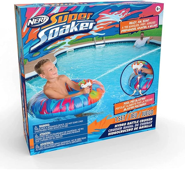 NERF Super Soaker Hydro Battle Ride-On Cruiser – Inflatable Pool Float with Pool-Fed Mega Water Blaster