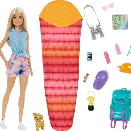 Barbie Doll and Accessories, It Takes Two “Malibu” Camping Doll with Pet Puppy and 10+ Accessories