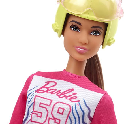 Barbie Careers Doll & Accessories, Winter Sports para Alpine Brunette Skier Doll Wearing Removable Outfit with Sit Ski, Poles & More