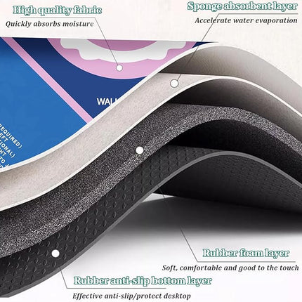 Mahjong Mat-Non-Slip Noise Reduction Gaming Mat,with Playing Instructions for Learnin,for Mahjong、Poker-Board Games、Card Games、Dominoes (31.5In*31.5In) (Blue)