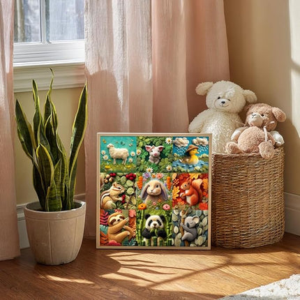 Bgraamiens 1000 Piece Jigsaw Puzzles for Adults and Kids – Wool Texture Animal Puzzle – Cozy and Cute Farm and Forest Friends – Soft Felt Style Animal Art for Relaxation and Gifts