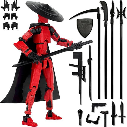 Already Assembled T13 Action Figure Accessories,Dummy 13 T13 Multi-Jointed Movable 3D Printed Toys (Red)