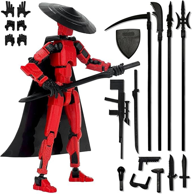 Already Assembled T13 Action Figure Accessories,Dummy 13 T13 Multi-Jointed Movable 3D Printed Toys (Red)