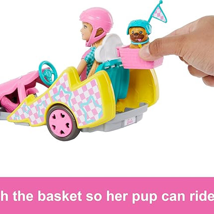 Barbie Stacie Doll with Go-Kart Car with Rolling Wheels, Dog, Accessories, & Sticker Sheet, 9-Piece Toy Set